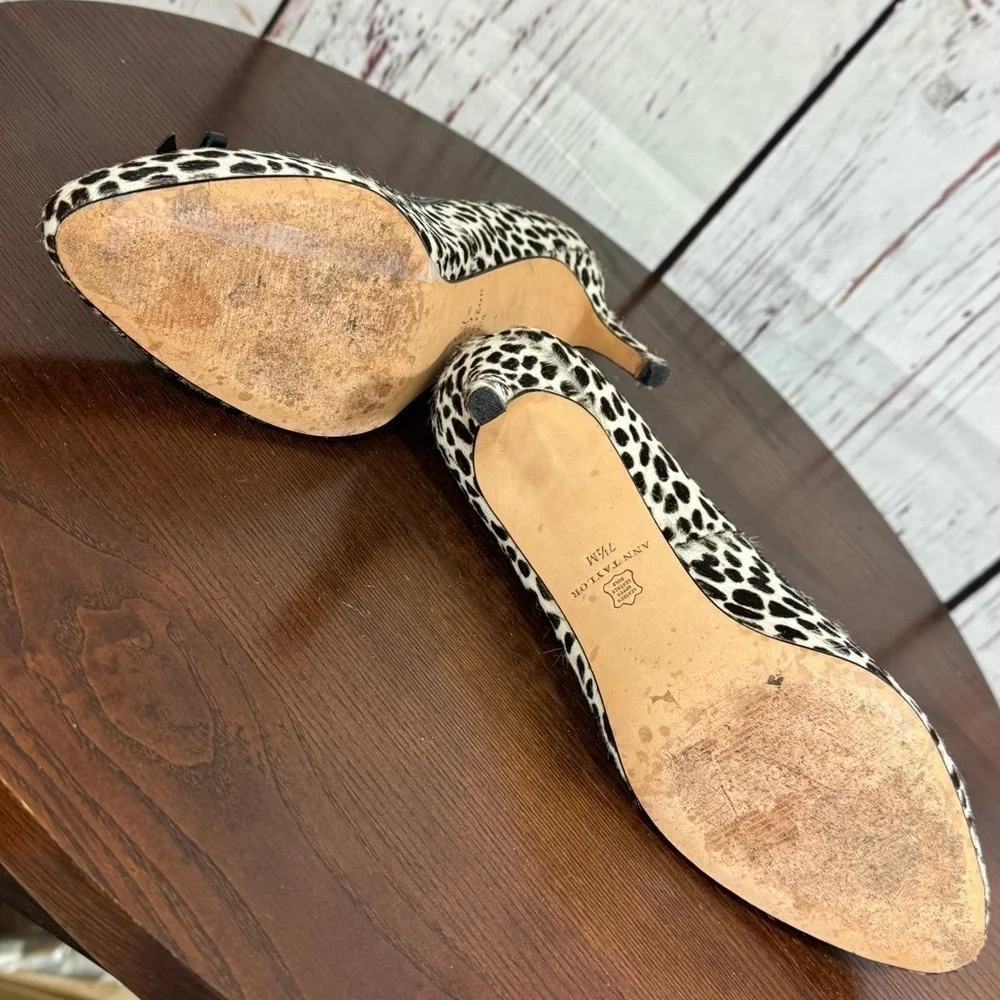 Ann Taylor leopard print Calf Hair, Calf Leather 3” heeled almond toe pumps 7.5 - Picture 7 of 14
